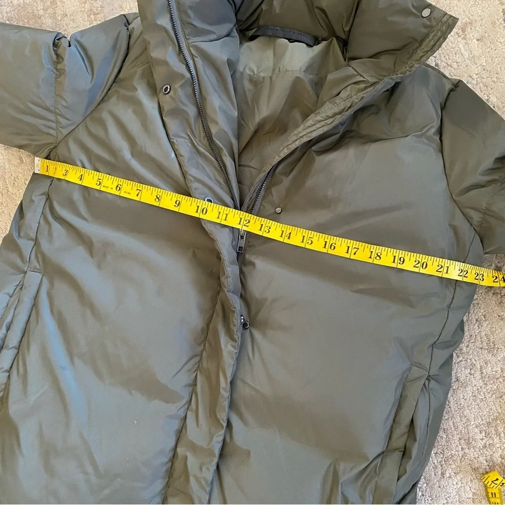 Jenni Kayne Olive Green Puffer Coat Jacket Down Filled Quilted Mid Length: XS - Picture 8 of 15